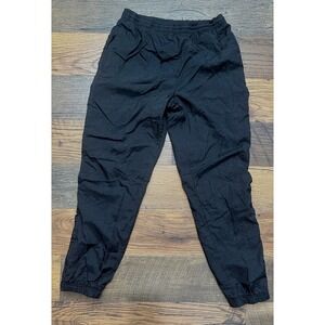 Reebok Vintage Mens S Black Nylon Windbreaker Track Pants Ankle Zip Y2K Athletic